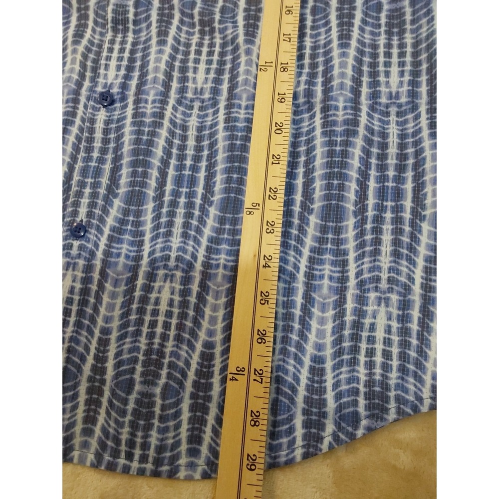 Tommy Bahama IslandZone Shirt Mens Large Blue Geometric Button Up Stretch Casual - Picture 7 of 14